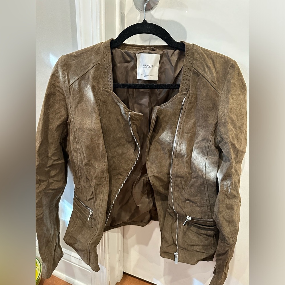 Mango suede olive jacket